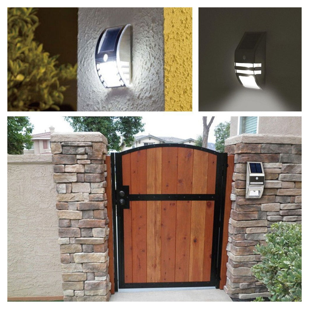 Solar Wall Light Solar Fence Lights PIR Motion Sensor Stainless Steel